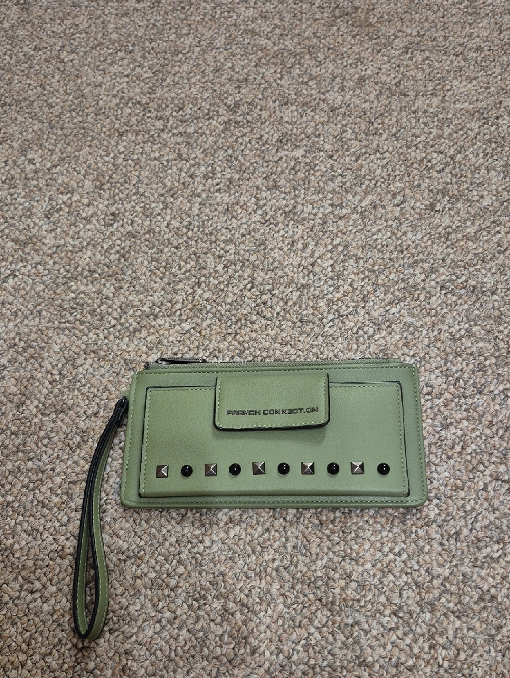 French Connection Sage Green Studded Wristlet Wallet NWOT